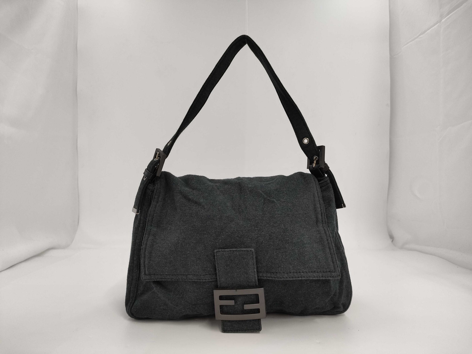 FENDI Mamma Cotton One-Shoulder Bag, Gray