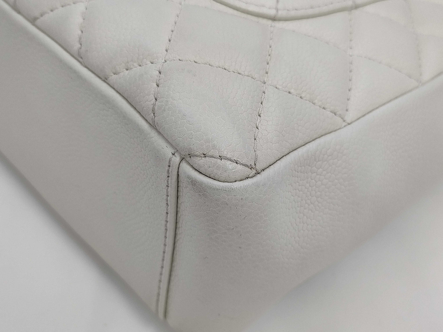 CHANEL Matelasse Caviar Chain Tote Bag White Tote Bag