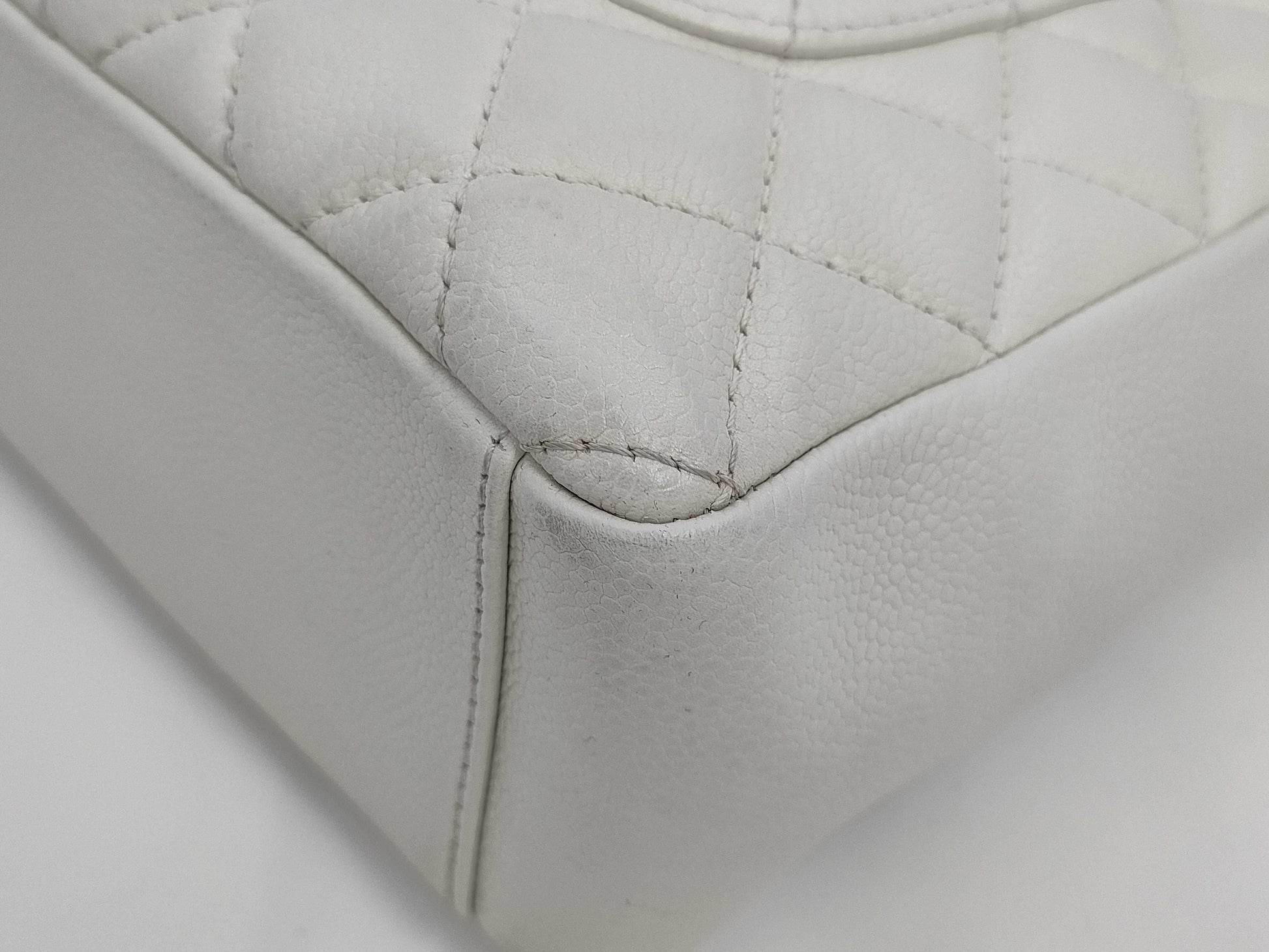 CHANEL Matelasse Caviar Chain Tote Bag White Tote Bag