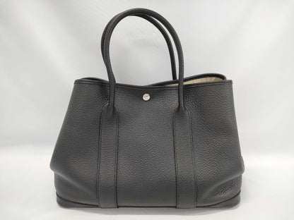 HERMES Garden Party 36 Black T Stamp Tote Bag