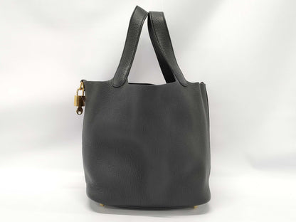 HERMES Picotin Lock 22 Black Y Stamp Handbag