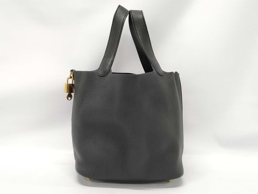 HERMES Picotin Lock 22 Black Y Stamp Handbag
