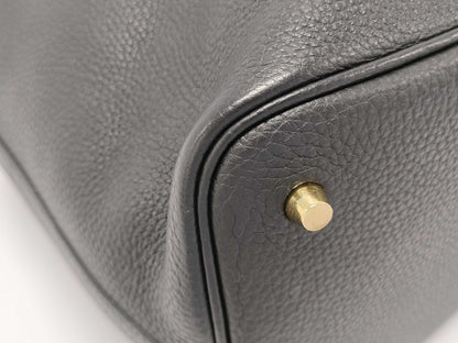 HERMES Picotin Lock 22 Black Y Stamp Handbag