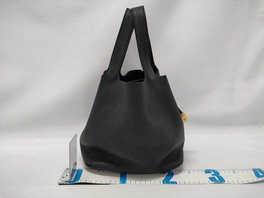 HERMES Picotin Lock 22 Black Y Stamp Handbag
