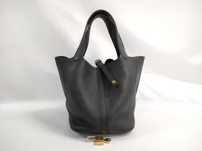 HERMES Picotin Lock 22 Black Handbag with Y Stamp