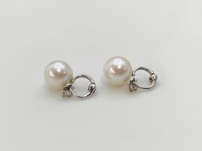 Pearl diameter: Approx. 8.5mm*2, D0.07/0.07ct, 18K White Gold, 2.8g, Earrings 