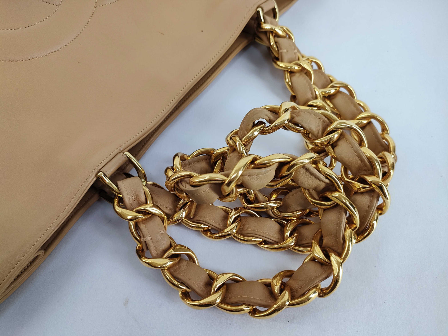 CHANEL Coco Mark Deka Coco Chain Tote Bag, Beige, No. 3