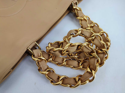 CHANEL Coco Mark Deka Coco Chain Tote Bag, Beige, No. 3