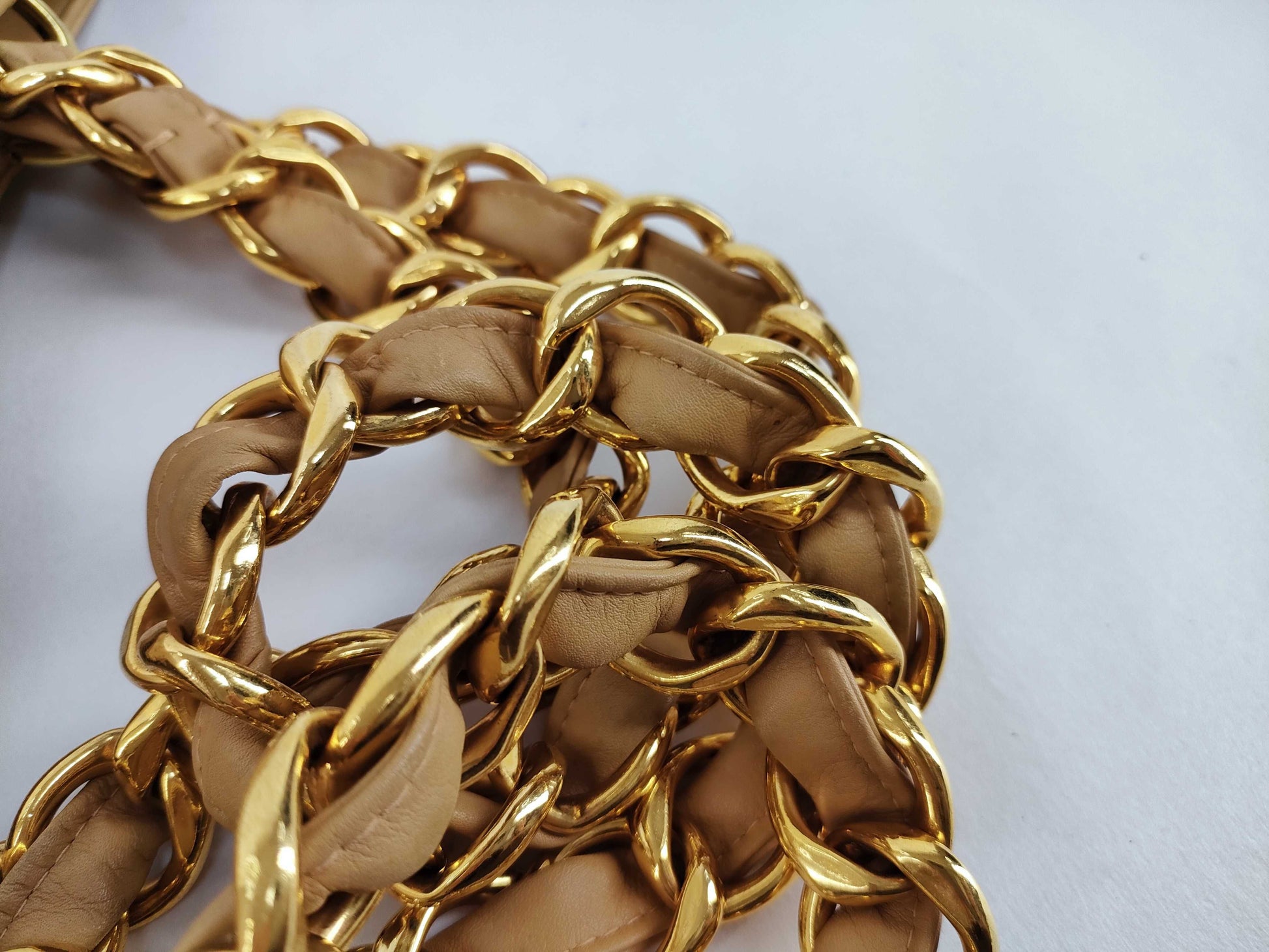 CHANEL Coco Mark Deka Coco Chain Tote Bag, Beige, No. 3