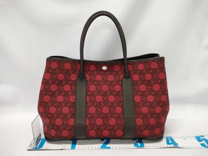 HERMES Garden Party PM 36 Toile Seau H Bordeaux Brown with Silver Hardware and K Stamp