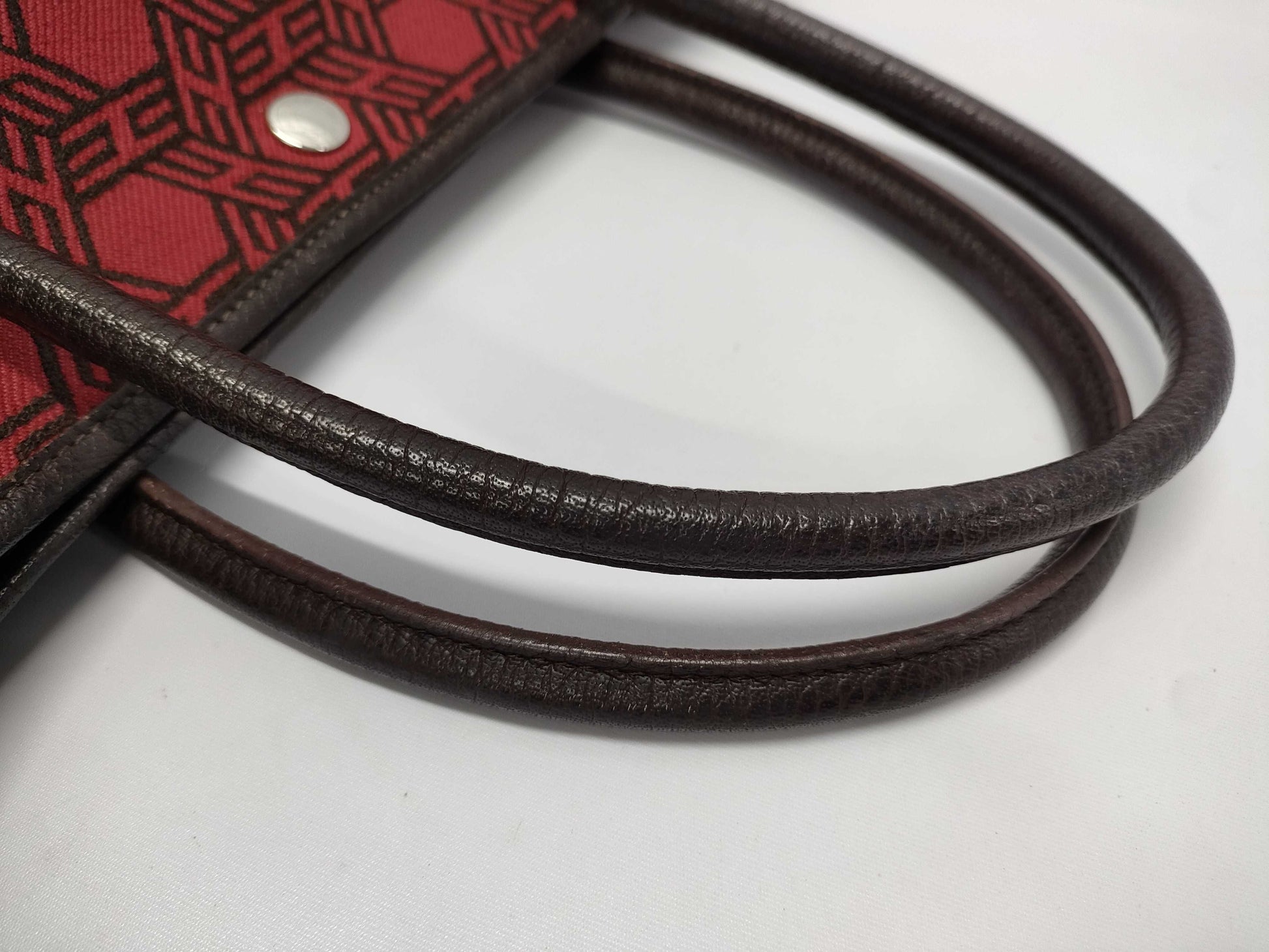 HERMES Garden Party PM 36 Toile Seau H Bordeaux Brown with Silver Hardware and K Stamp