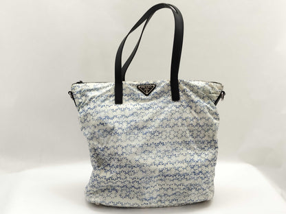 PRADA PRADA 2240003405695 2-way Floral Print Tote Bag, White