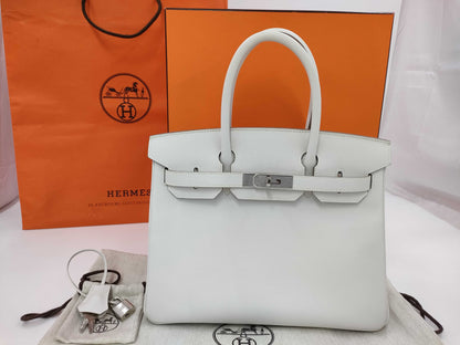 HERMES Birkin 30 Epson Gripere B Stamp Silver Hardware Handbag