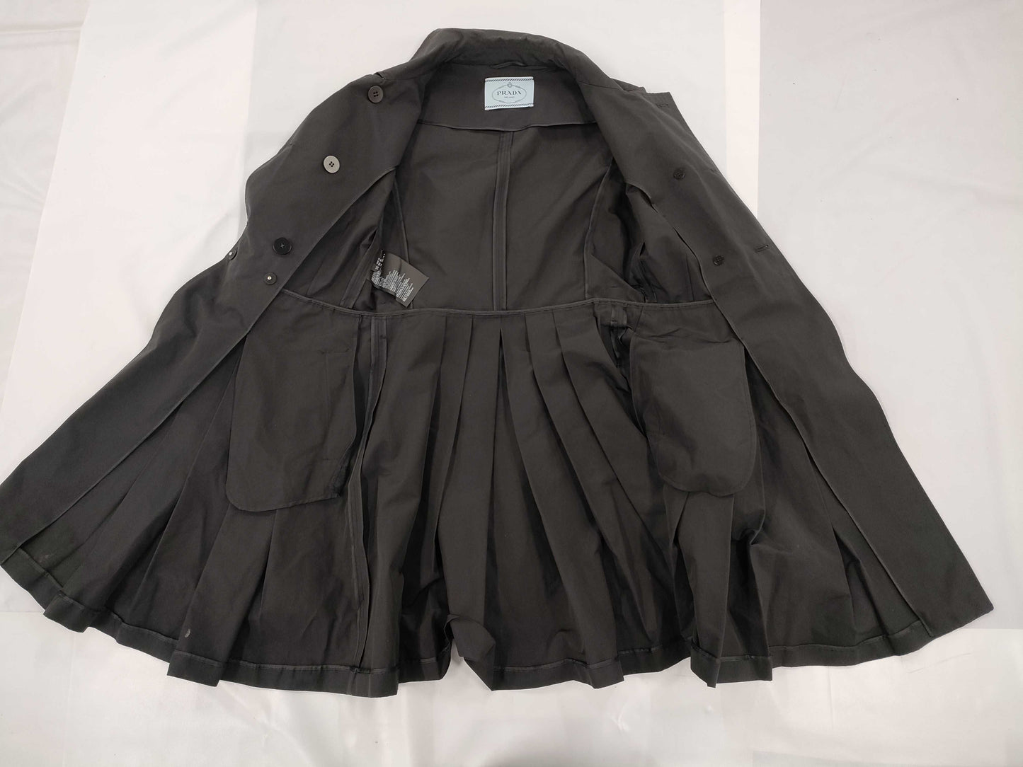 PRADA PRADA Prada Nylon Coat with Belt, Size 38, Black Coat