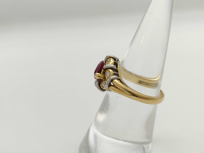 1.6ct colored stone, D0.156ct, 6.2g, K18/PT900 ring 