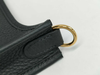 HERMES Evelyn TPM Taurillon Clemence Black GP K Stamped Shoulder Bag