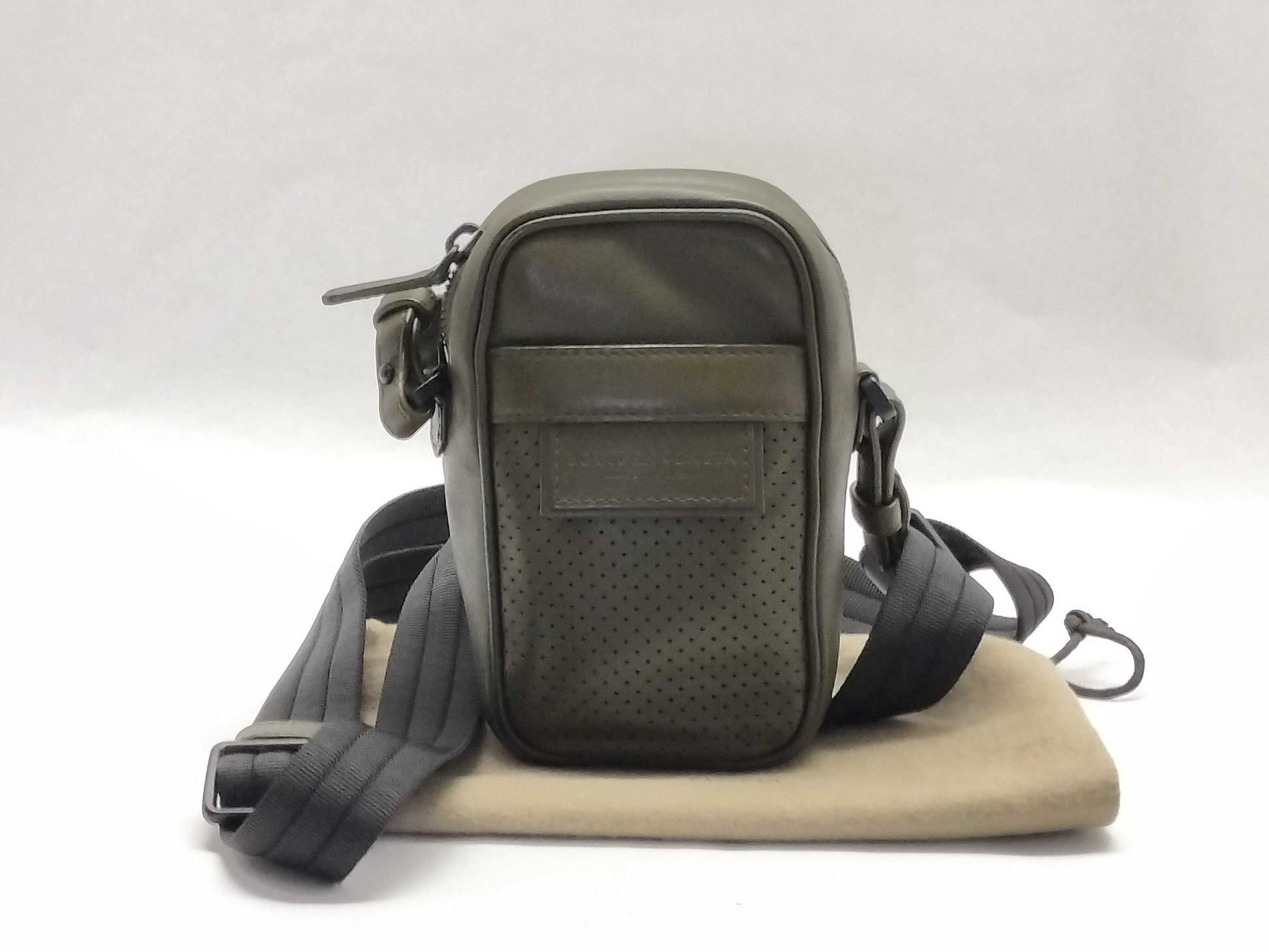 BOTTEGA VENETA Leggero Shoulder Pouch 566214 Leather Khaki Shoulder Bag with Dust Bag