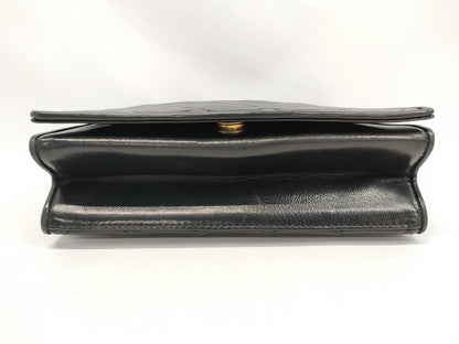 CHANEL Lambskin Matelasse Single Flap Shoulder Bag with Chain, Black, W20cm