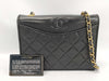 CHANEL Lambskin Matelasse Single Flap Shoulder Bag with Chain, Black, W20cm