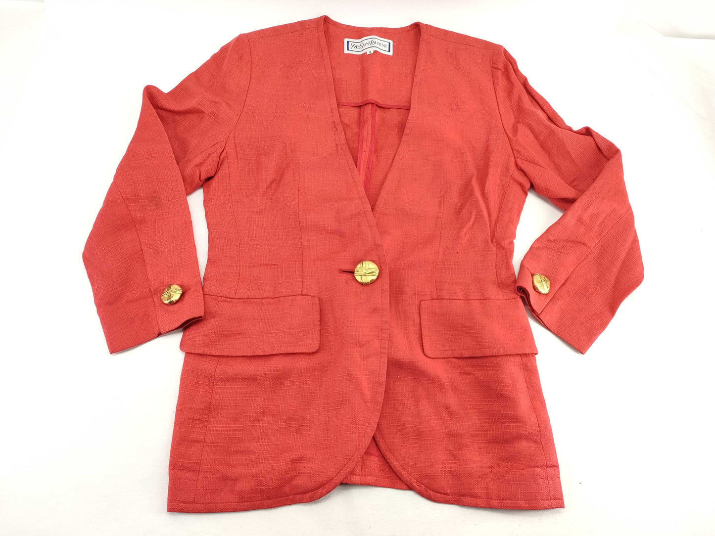 Yves Saint Laurent Gold Button Linen Jacket
