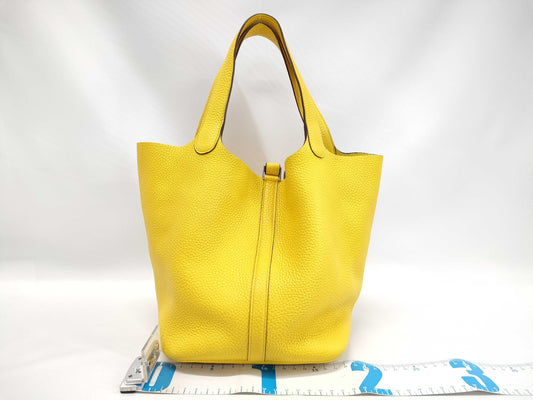 HERMES Picotin Lock MM Taurillon Yellow D Stamped Handbag