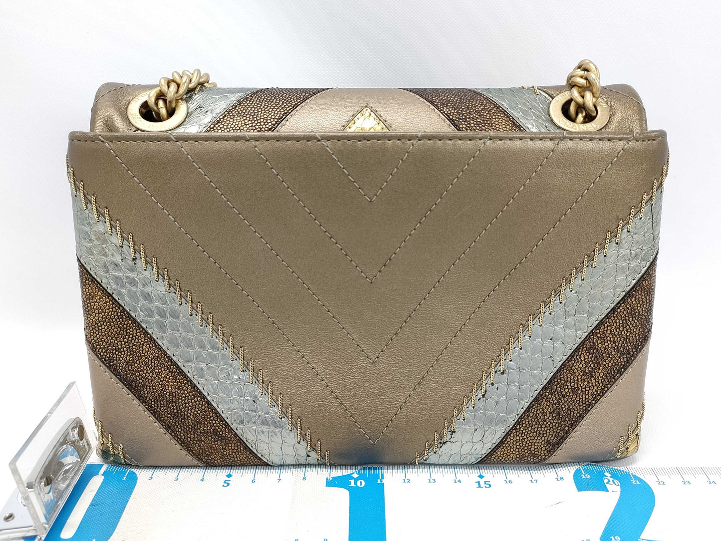 CHANEL Matelasse Chain Shoulder Python Shoulder Bag