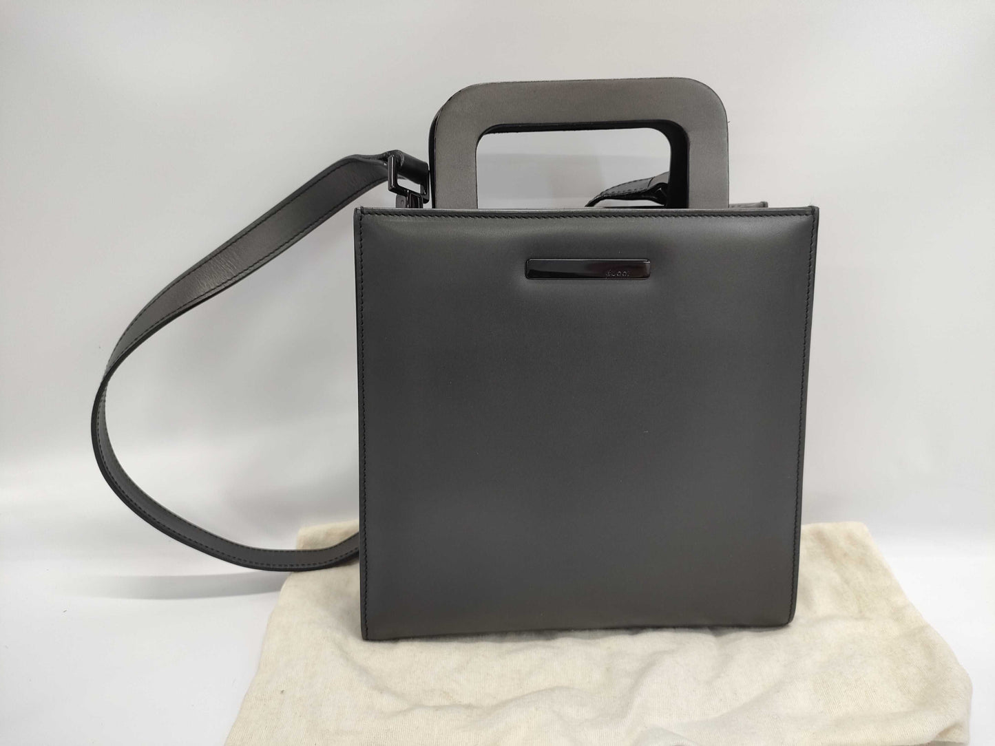 GUCCI 2-Way Leather Black Shoulder Bag