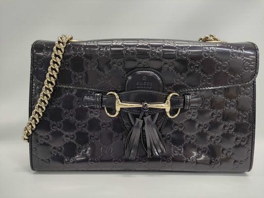 GUCCI Horsebit Chain Shoulder Bag 295402 Enamel Purple