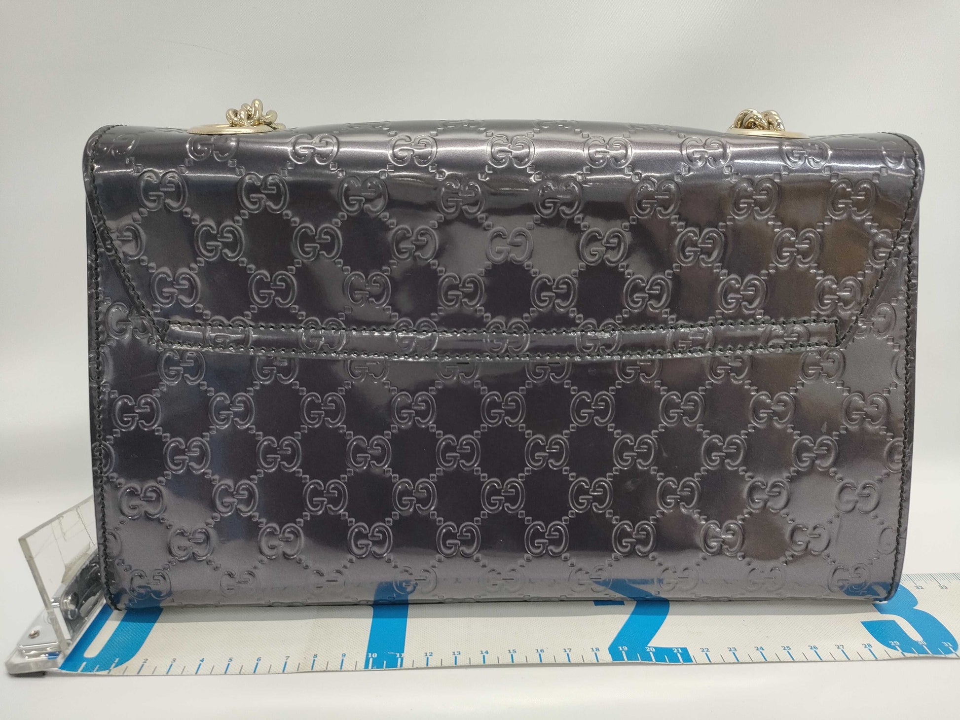 GUCCI Horsebit Chain Shoulder Bag 295402 Enamel Purple