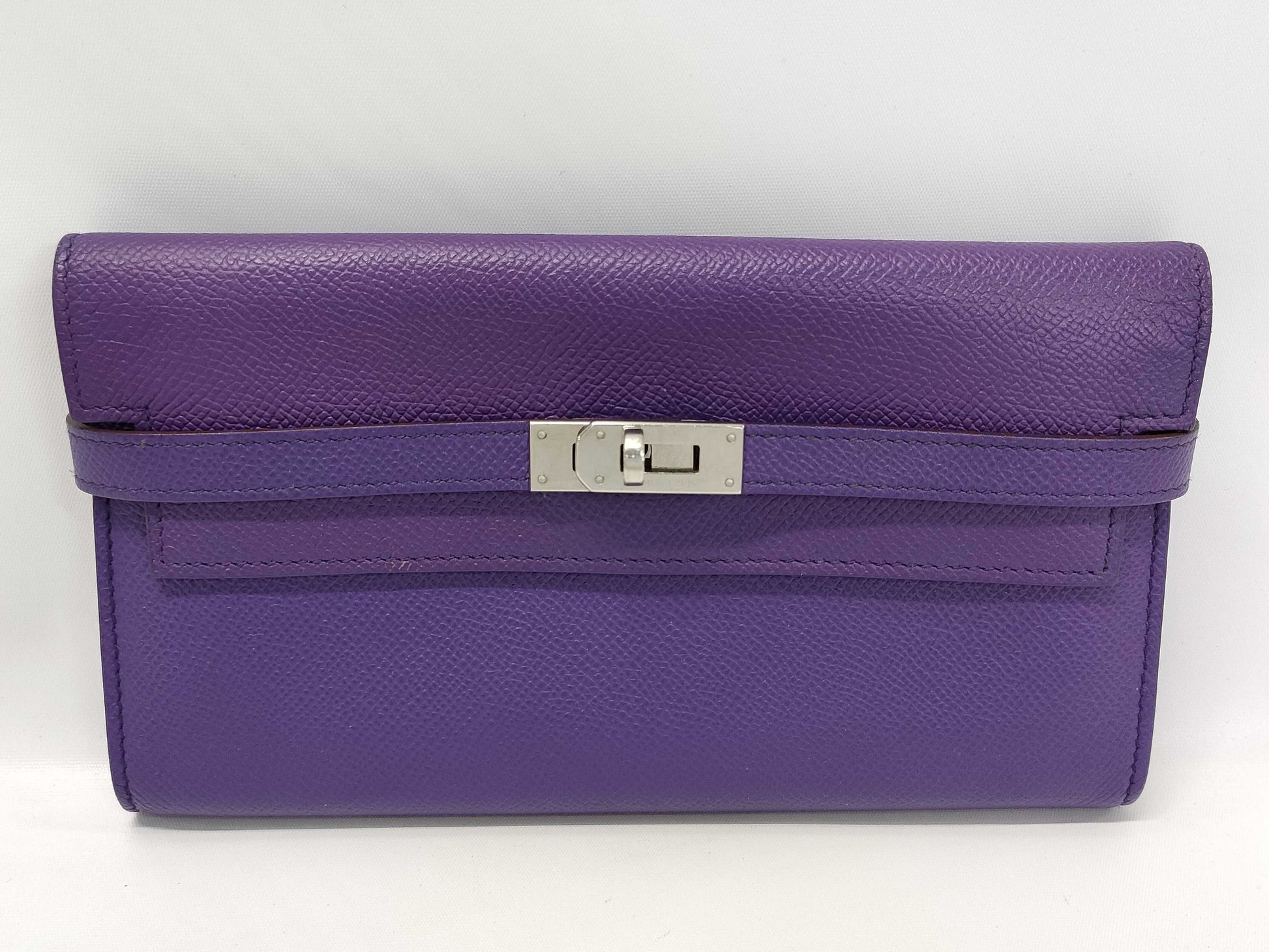 HERMES Kelly Wallet, Epson, Purple, P Stamped Wallet