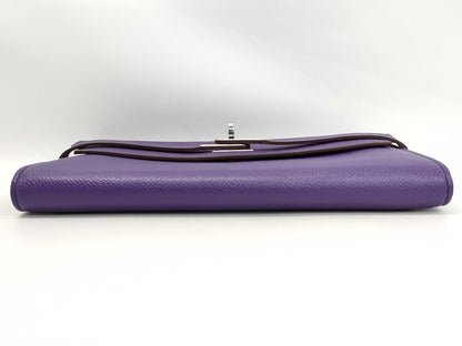 HERMES Kelly Wallet, Epson, Purple, P Stamped Wallet