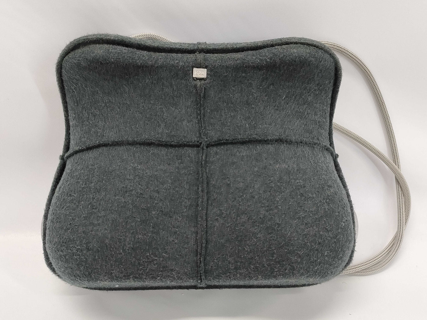 CHANEL Wool Hip Bag Gray Shoulder Bag