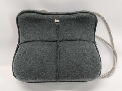 CHANEL Wool Hip Bag Gray Shoulder Bag