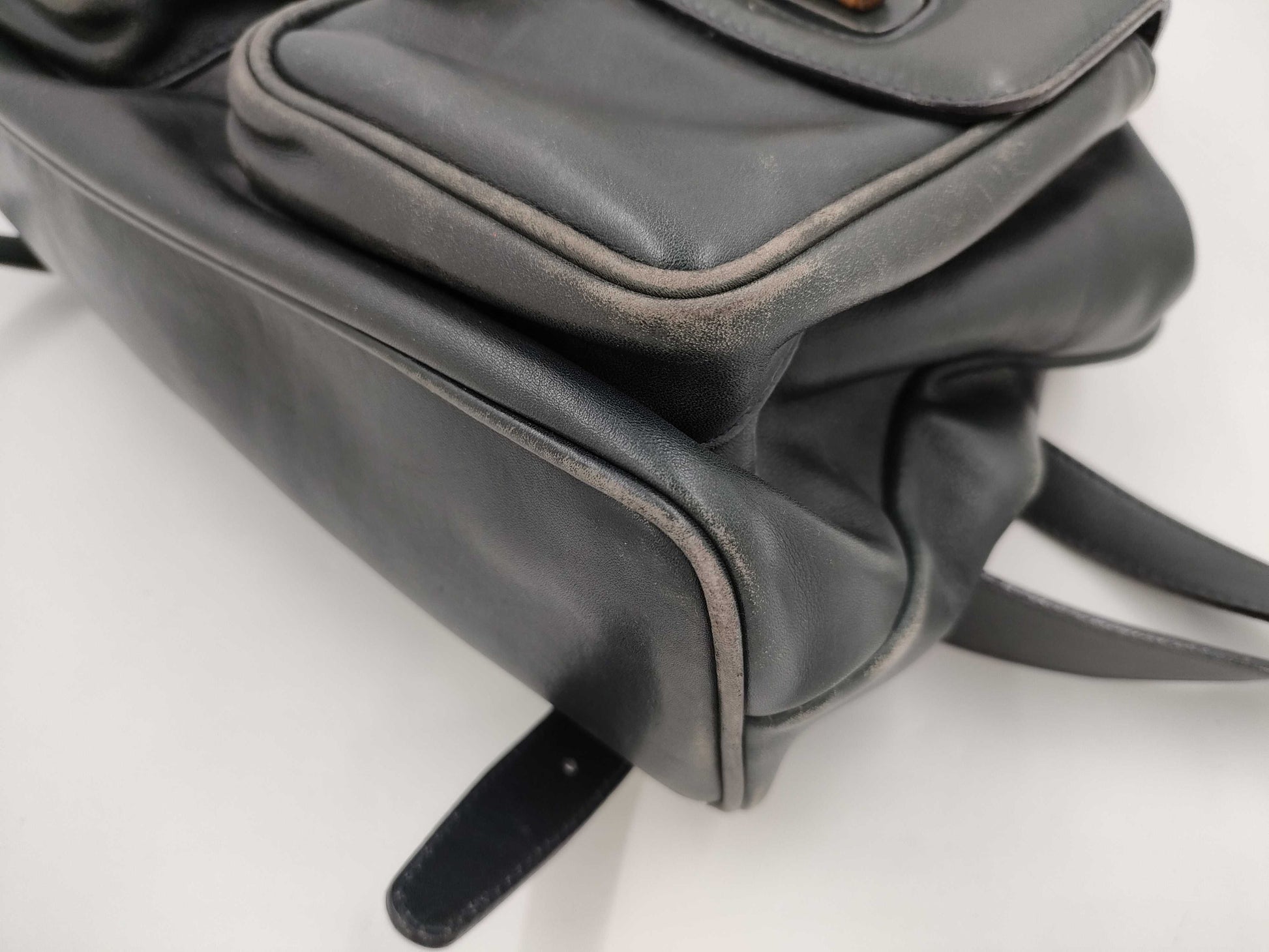 GUCCI 003 2058 Bamboo Leather Backpack