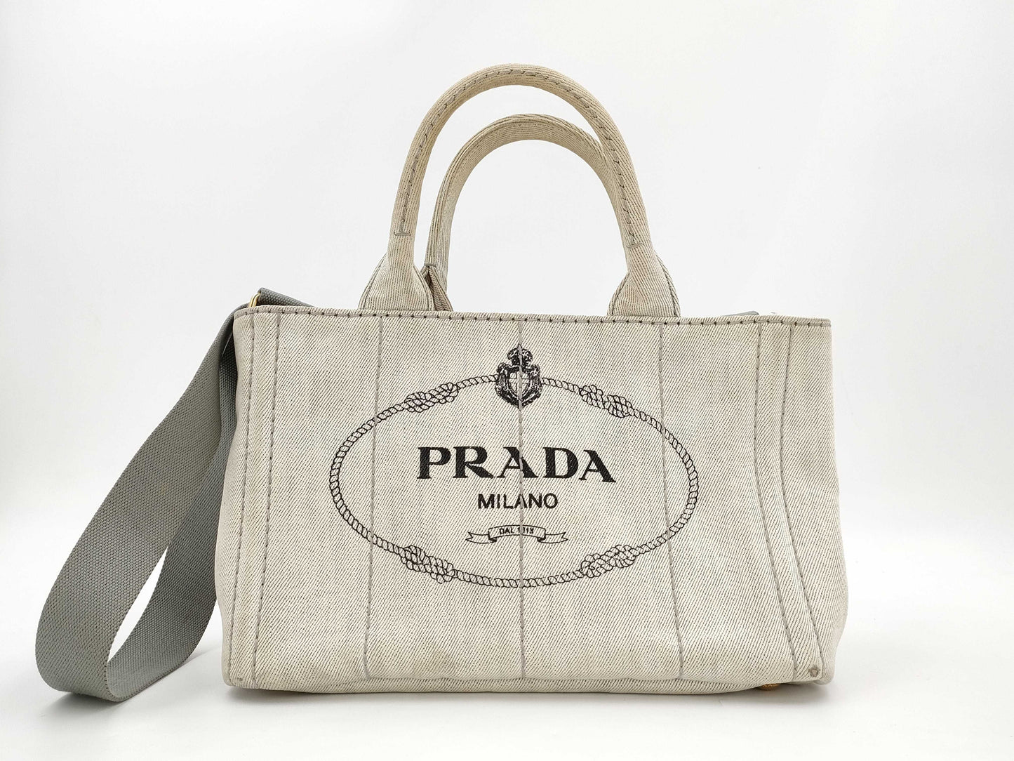 PRADA Denim Canapa 2-Way Shoulder Bag/Handbag