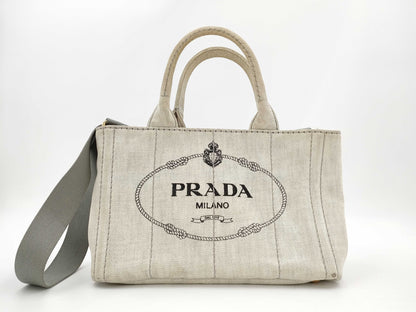 PRADA Denim Canapa 2-Way Shoulder Bag/Handbag