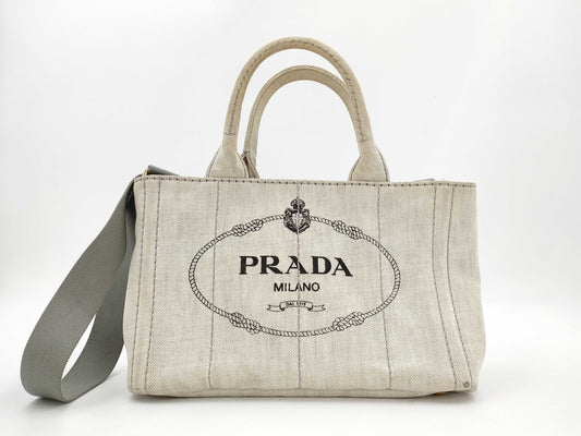 PRADA Denim Canapa 2-Way Shoulder Bag/Handbag