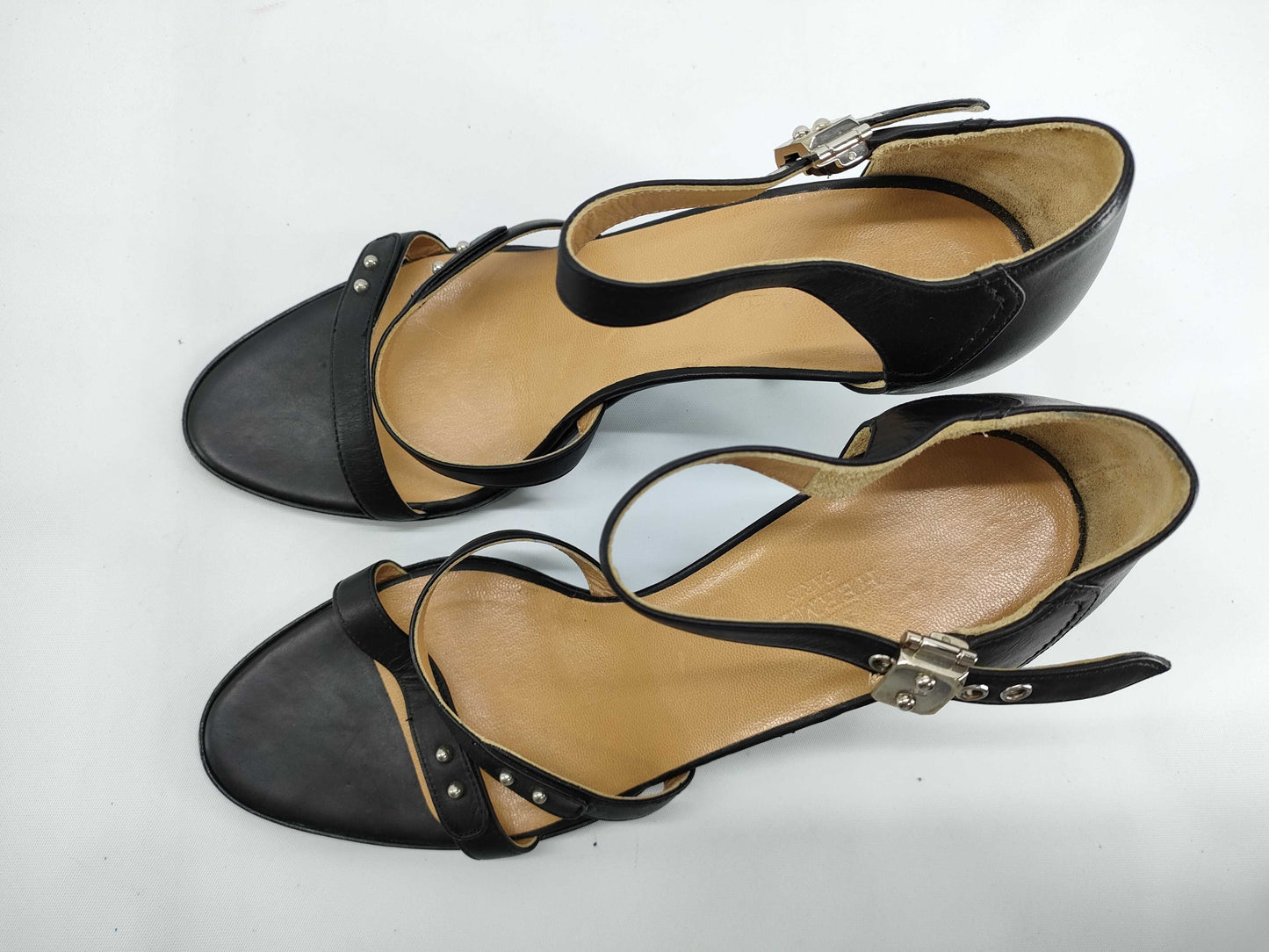 HERMES HERMES Pumps Sandals Heel Strap Leather Black Size 36 Pumps