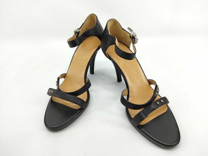 HERMES HERMES Pumps Sandals Heel Strap Leather Black Size 36 Pumps