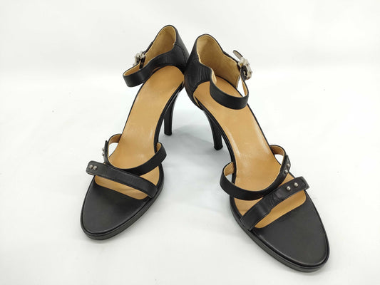 HERMES HERMES Pumps Sandals Heel Strap Leather Black Size 36 Pumps