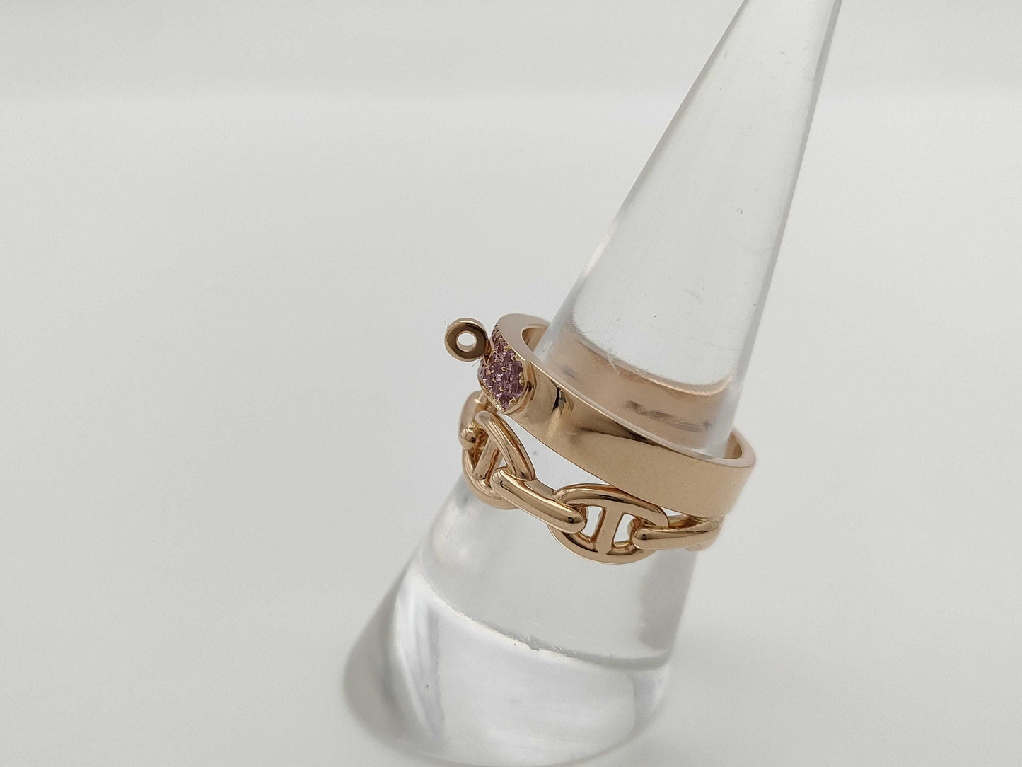 HERMES Alsimi #54 Pink Sapphire PG Au750 7.8g Ring 
