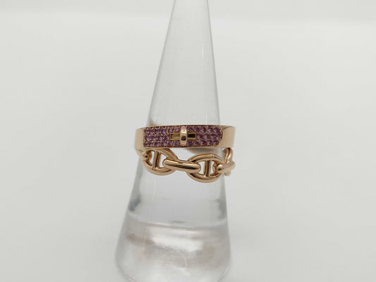 HERMES Alsimi #54 Pink Sapphire PG Au750 7.8g Ring 