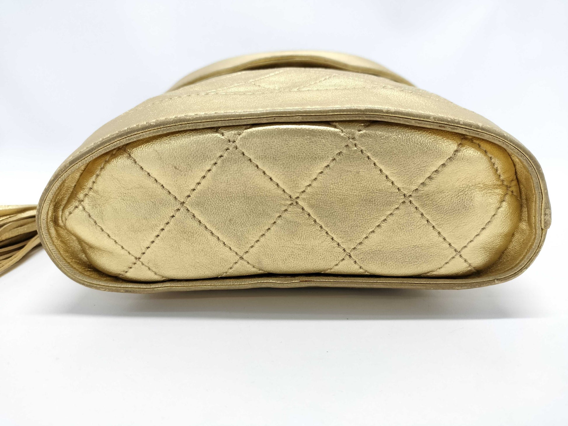 CHANEL Matelasse Fringe Chain Shoulder Bag in Gold