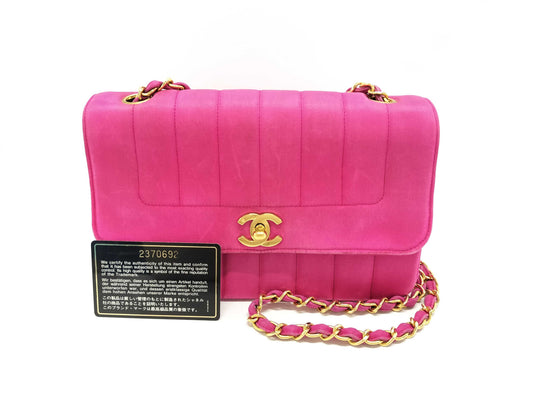 CHANEL Satin Chain Shoulder Bag Pink