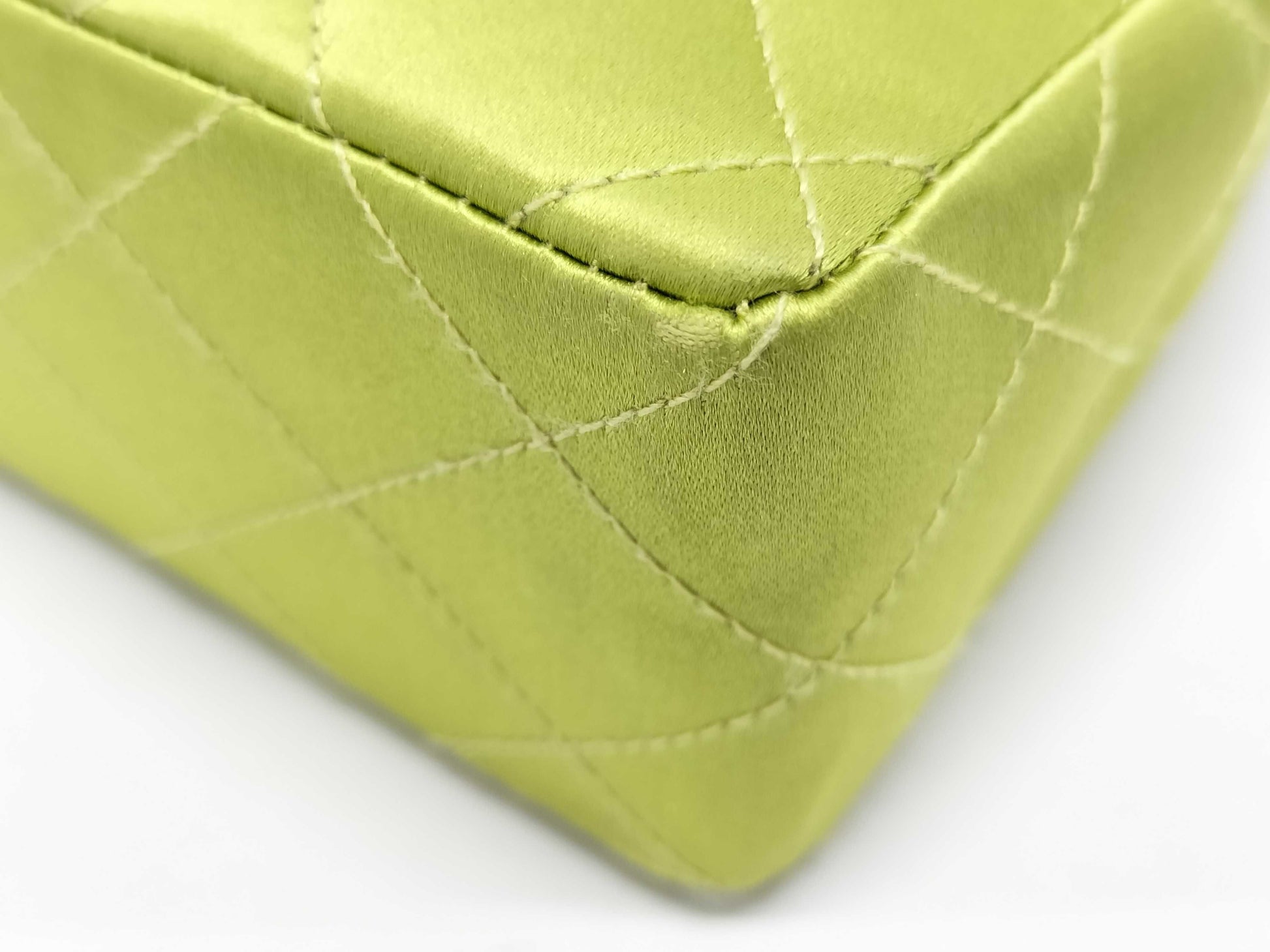 CHANEL Mini Matelasse Satin Chain Shoulder Bag in Light Green