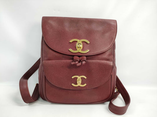 CHANEL Caviar Skin Backpack, Bordeaux