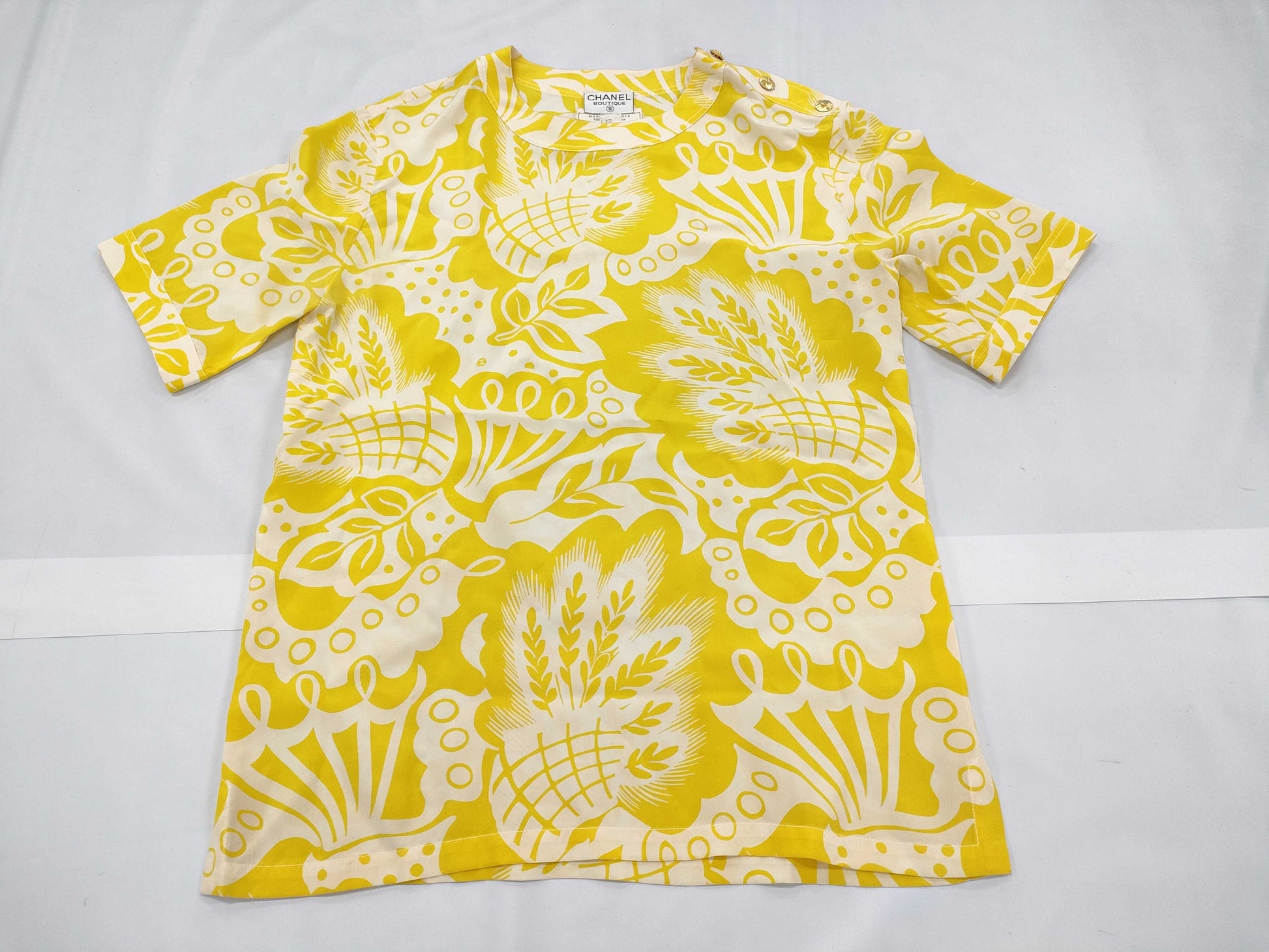 CHANEL Coco Button Yellow #36 Tops