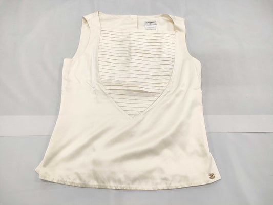 CHANEL Sleeveless Beige 07A #36 Top