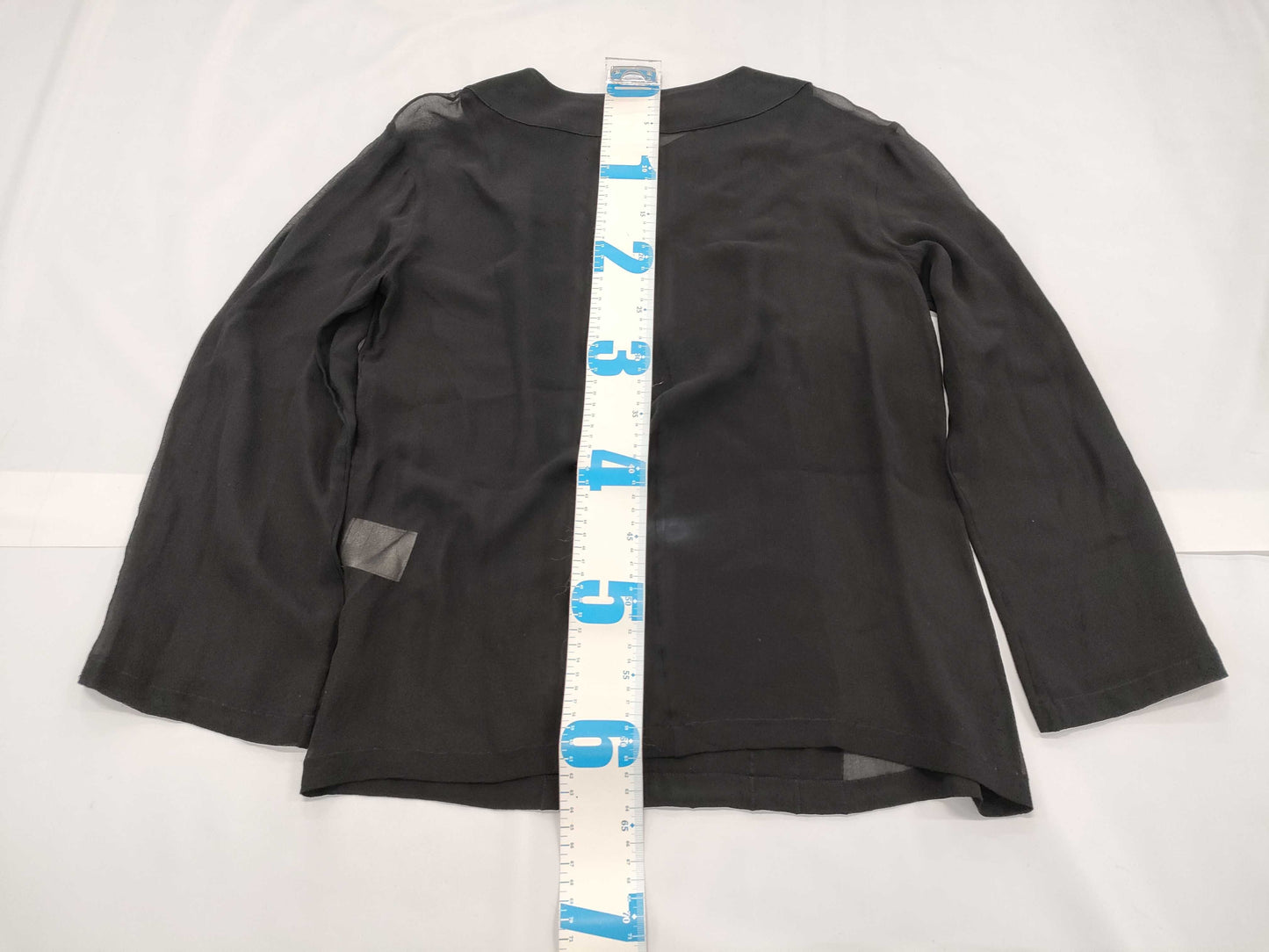 CHANEL Sheer Blouse Black 98A #36 Tops