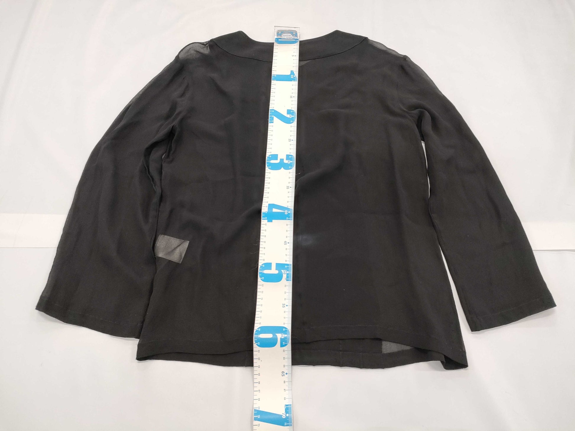 CHANEL Sheer Blouse Black 98A #36 Tops